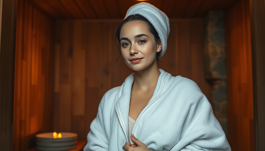 Young woman in sauna enjoying benefits, wrapped in towel.