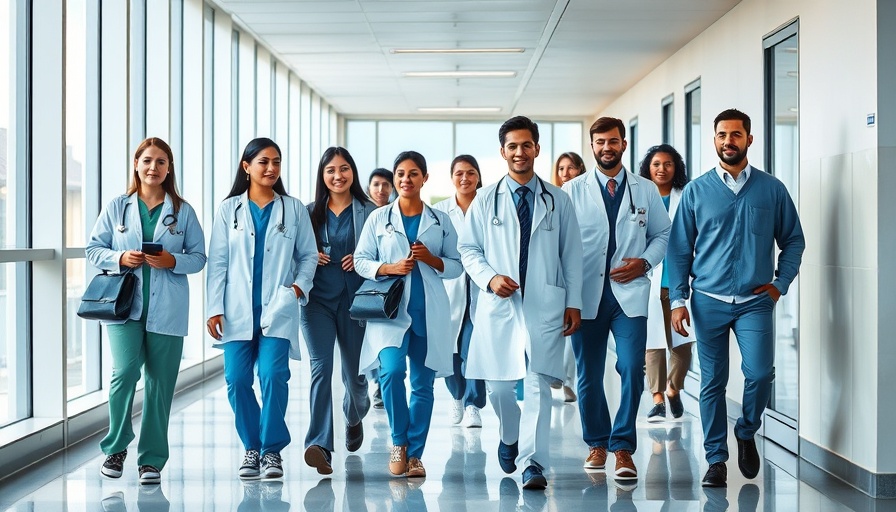Healthcare professionals walking in a hospital corridor, representing job growth.