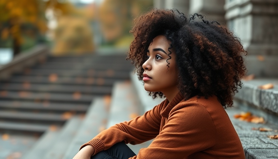 Young woman on steps, symbolic of most close-minded zodiac signs contemplative nature.