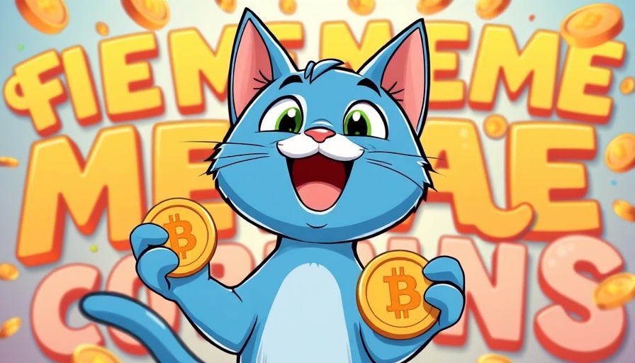 Meme coins market 2025 cat cartoon with coins.