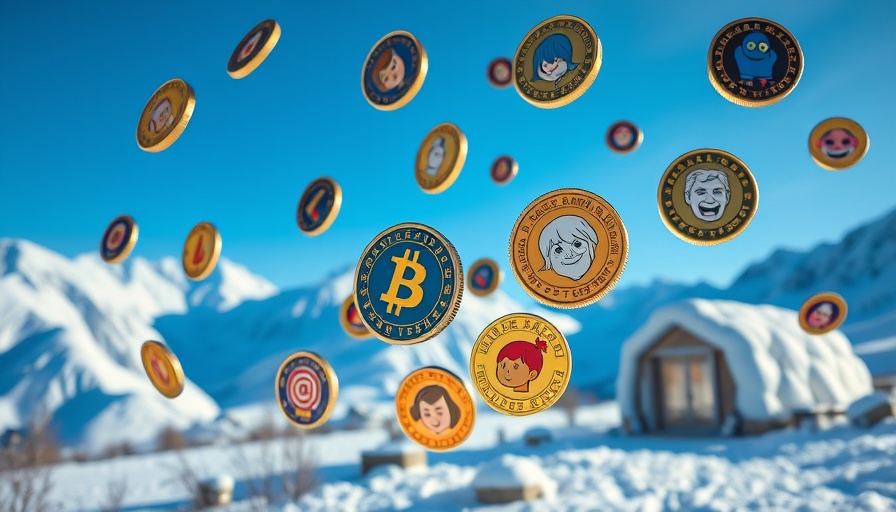 Colorful meme coins in snowy landscape for June 2025 investment