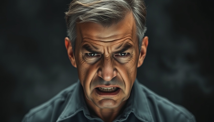 Furious middle-aged man steaming from ears, dramatic scene.