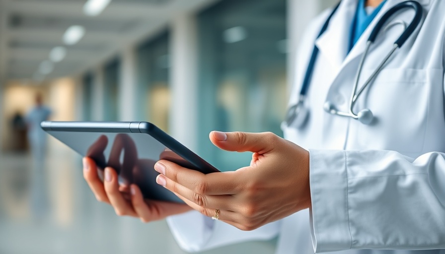 Healthcare professional using tablet with stethoscope, guidance on health AI.
