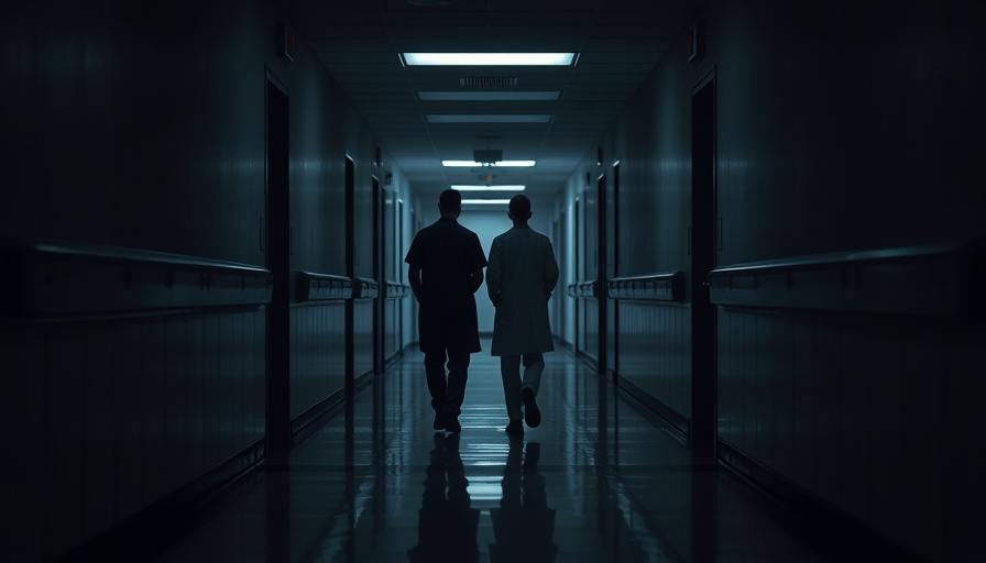 Providence healthcare layoffs visualized in a dim hospital hallway.