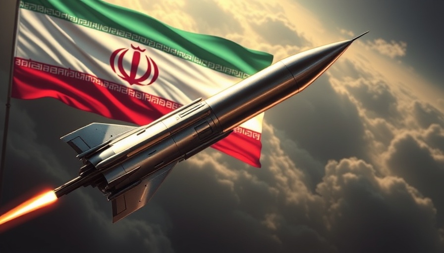 Iran's advanced missiles against national flag backdrop, illustrating capability.