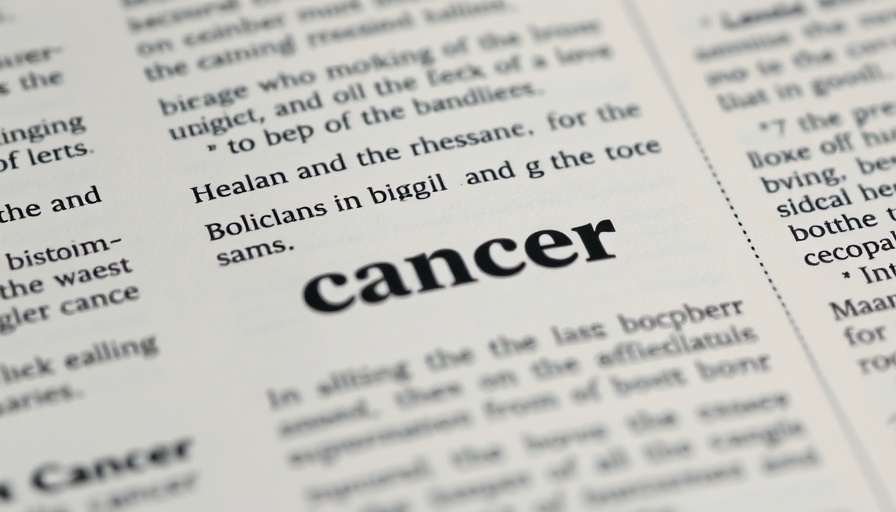 Close-up view of dictionary page focusing on 'cancer' for rising rates of appendix cancer.