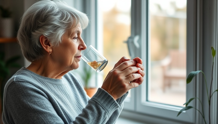 Elderly woman taking a pill potentially showing Omega-3 benefits.