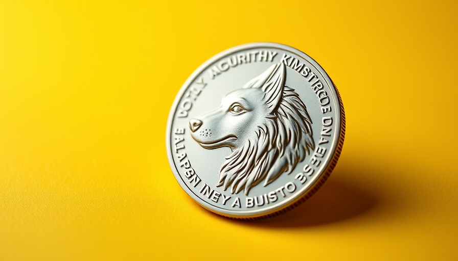 Digital Dogecoin in crypto gaming on a yellow background.