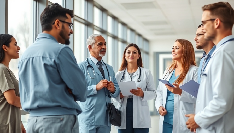 Healthcare professionals collaborating in modern hospital, AI in Healthcare.