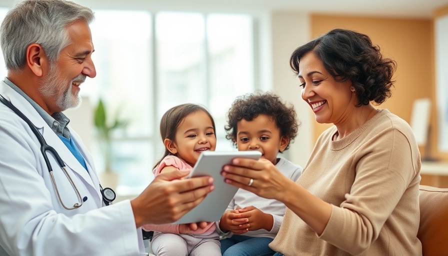 Doctor engaging with mother and child, eliminating obstacles to delivering patient care.