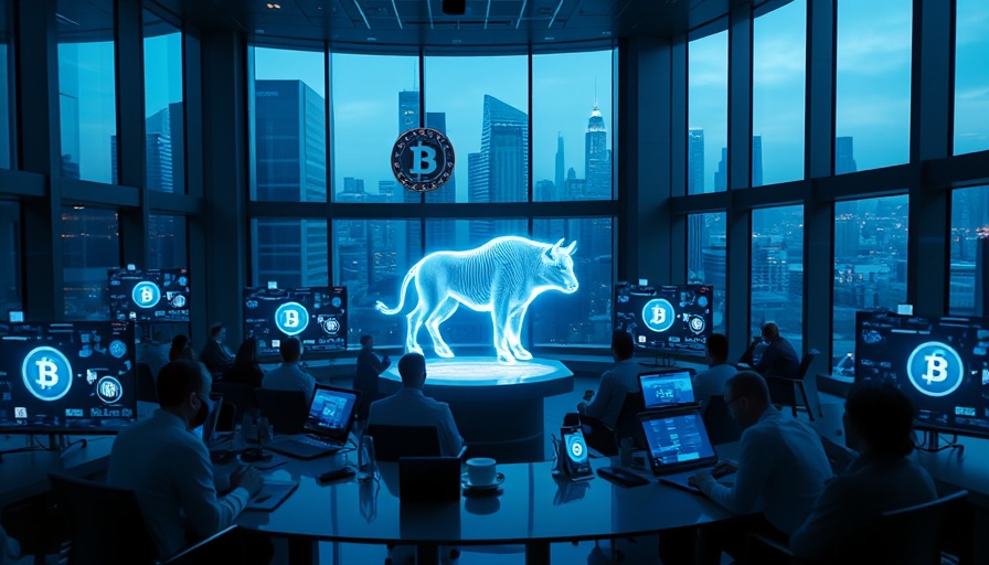 Futuristic room with people analyzing cryptocurrencies and holographic bull, best altcoins to buy this week.