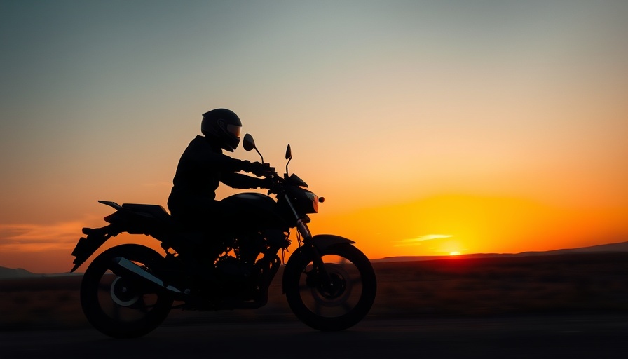Silhouetted motorcyclist at dusk during NorCal motorcycle events.