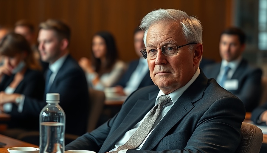 Older man in formal setting during a meeting on COVID.