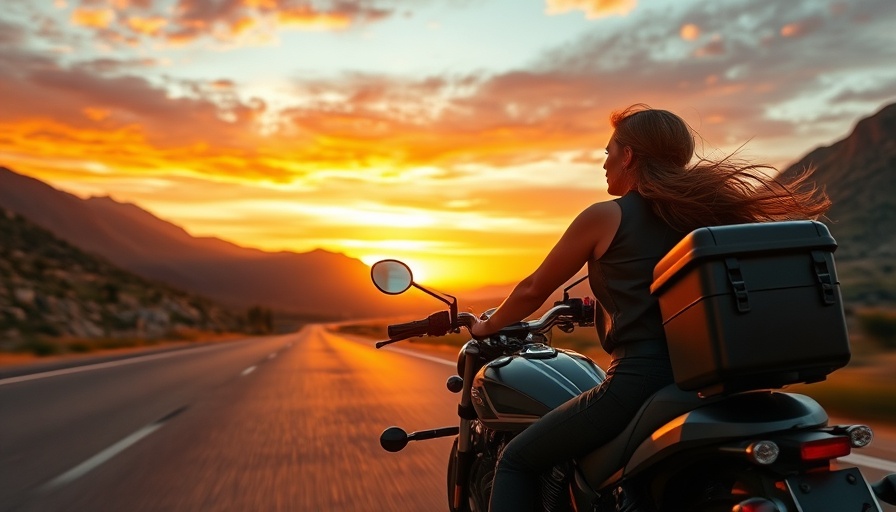 Motorcycle rider on a scenic highway at sunset, Insurance Tactics for Motorcycle Riders.