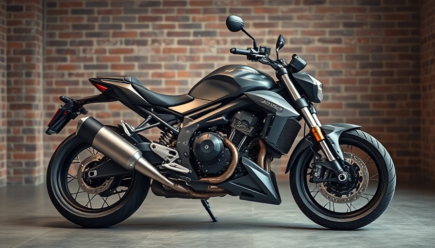 Sleek motorcycle in showroom highlighting design and craftsmanship.
