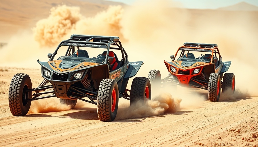 Off-road race showcasing SDR Motorsports vehicles.