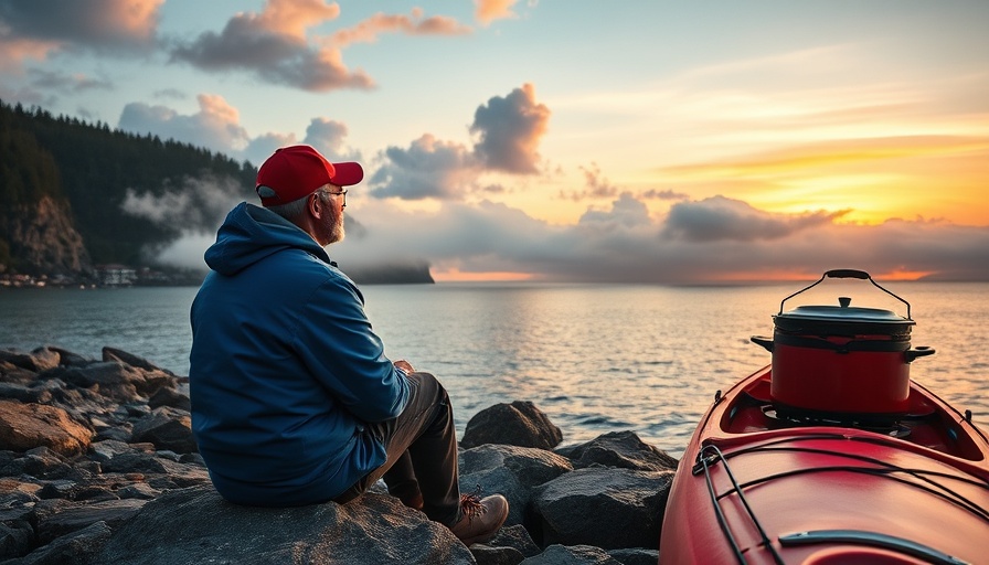 Serene scene of sea kayaking trip at sunset, Sea Kayaking Triple Crown.