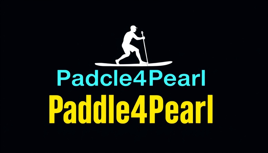 Paddle4Pearl logo with paddleboarder silhouette in yellow