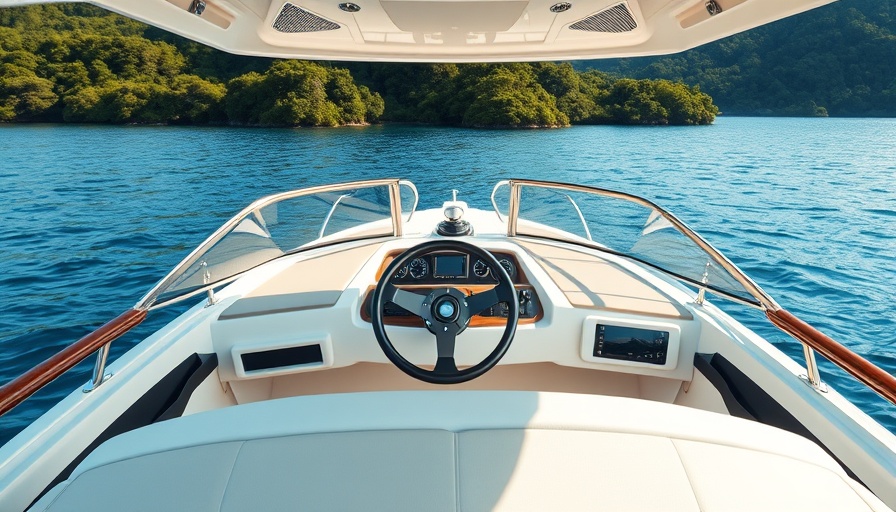 Must Have Boat Accessories 2021: luxury boat cockpit with serene water.
