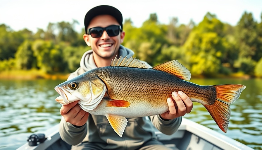 Tyler Brick Fishing Journey: Man holding large fish on boat at lake.