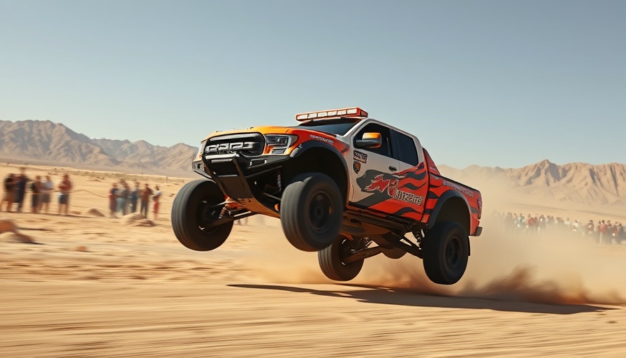 Patriot Campers truck racing airborne at San Felipe 250