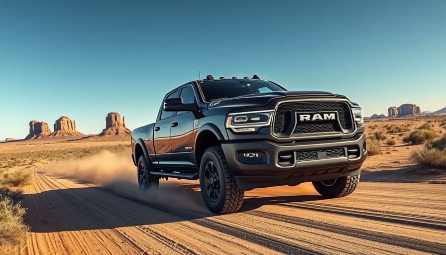 2026 Ram 2500 Warlock truck in desert landscape under blue sky.