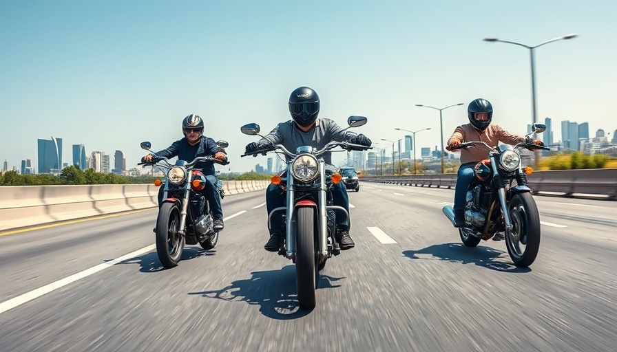 Motorcyclists lane splitting on USA highway.