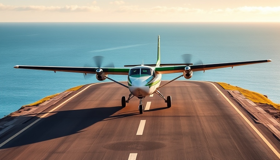 Plane landing at Madeira Airport near the ocean.