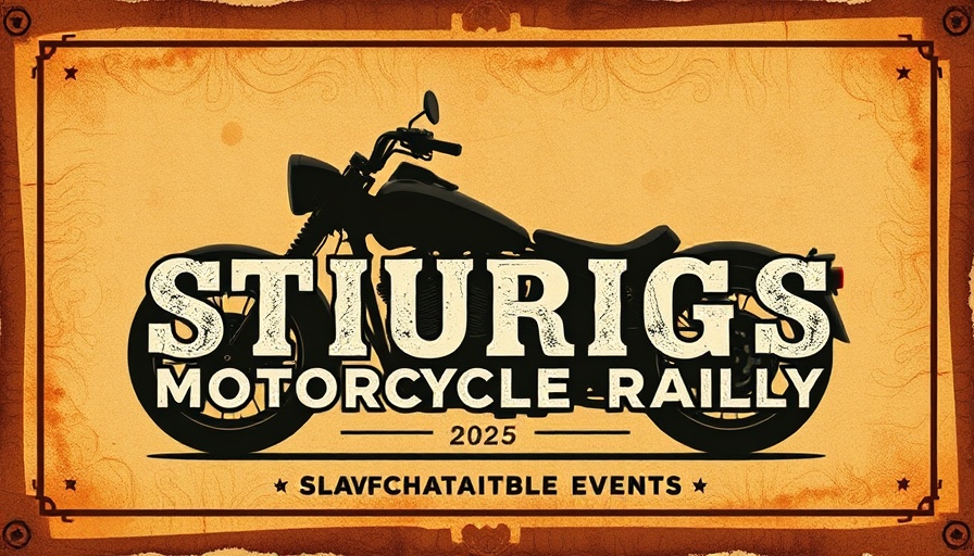 Vintage Sturgis Motorcycle Rally 2025 poster with motorcycle silhouette.