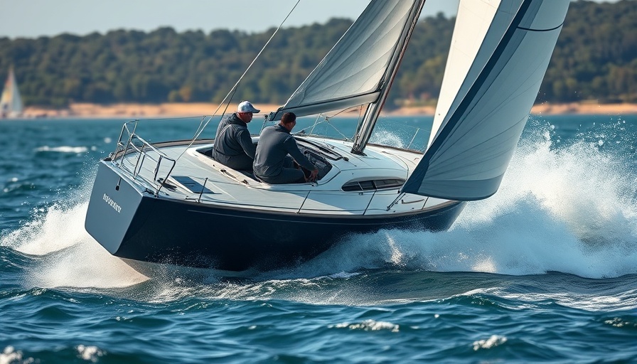 Sailing team expertly maneuvering a fast racing sailboat