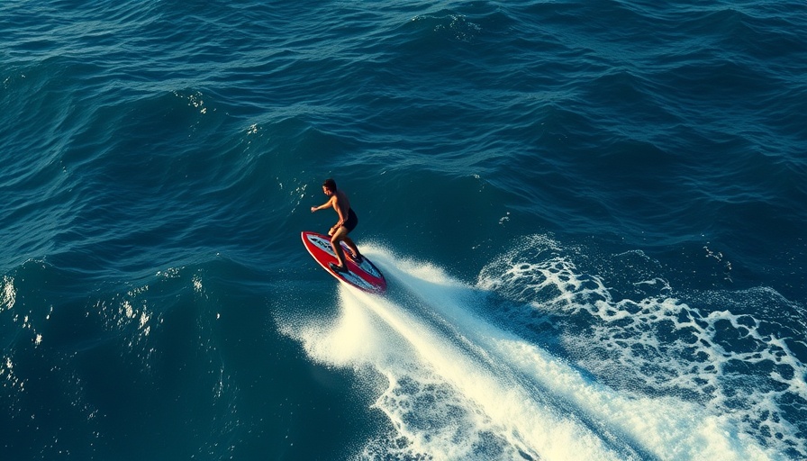 What is Foiling? Man hydrofoil surfing over ocean waves.