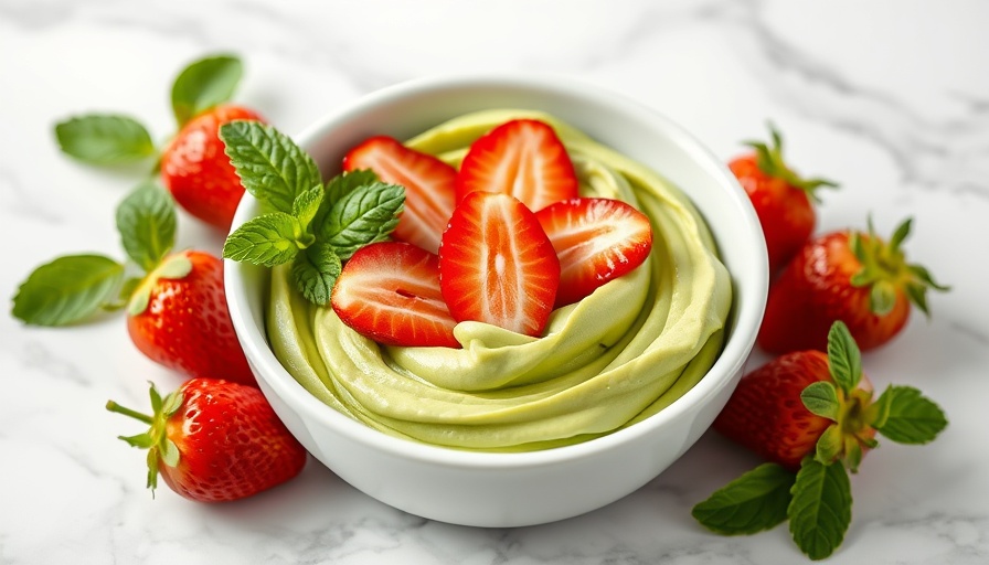 LIVEDEN Nice Cream topped with strawberries and mint leaves.