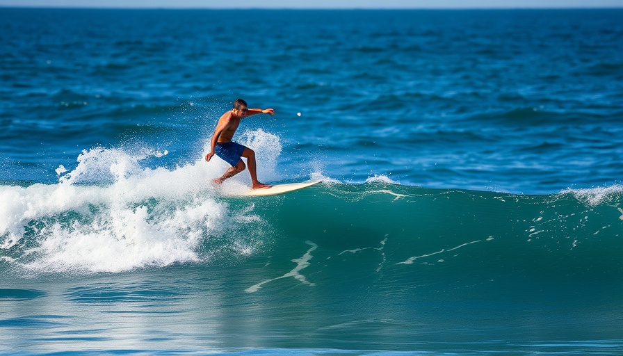 Surfer demonstrating noserider performance on a wave in clear ocean.