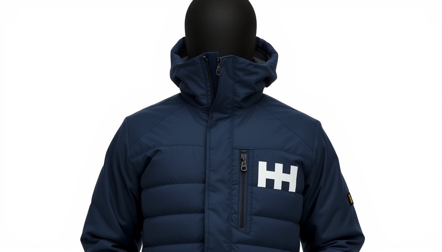 Dark blue Helly Hansen gilet worn by a model against a white background.