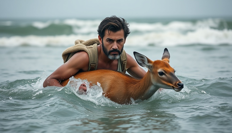 Florida deer rescue from ocean waves by man