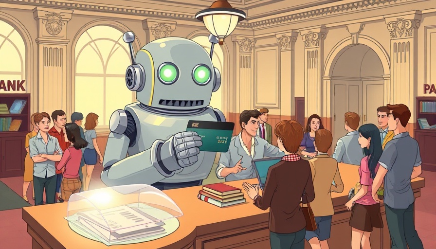 Cartoon robot in bank addressing KYC compliance challenges.