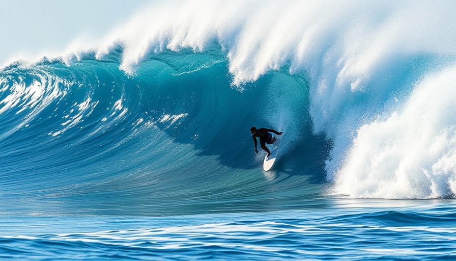 Domi Charrier displaying skill on a big wave, ocean backdrop.