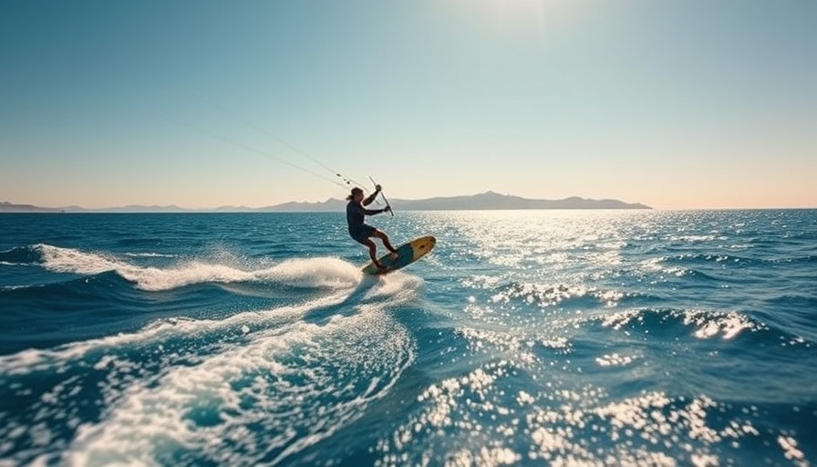 Person foil surfing in Hawaii's ocean during racing season.