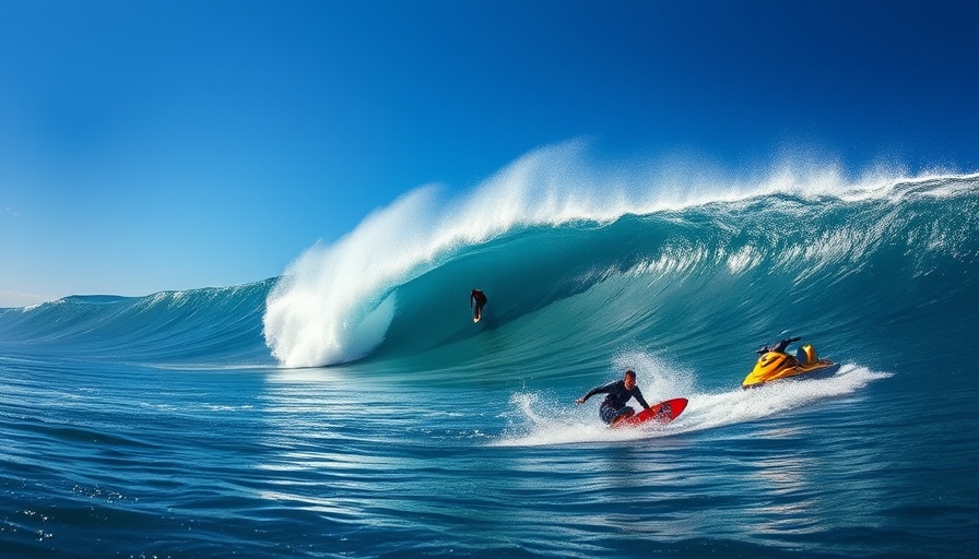 Mark Healey Ian Walsh Double Slam surfers ride and fall massive wave.