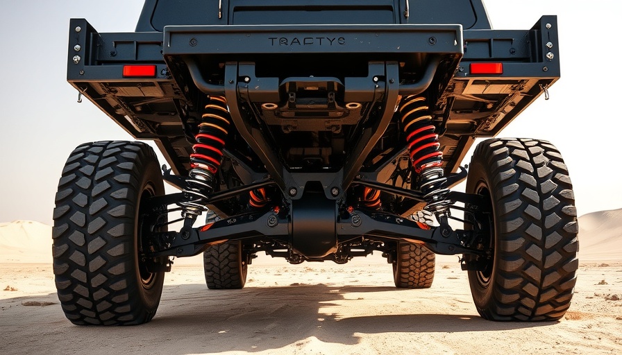 Advanced trophy truck suspension system showcasing intricate chassis design.