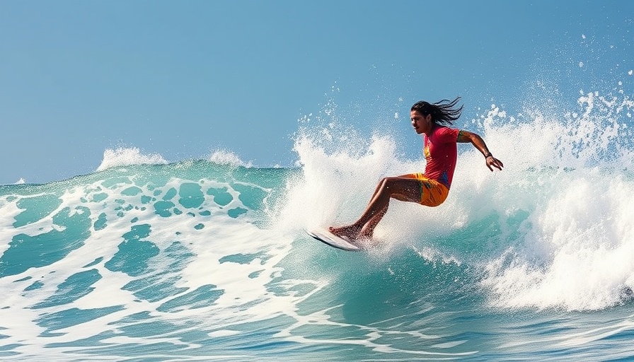 Surfer at J-Bay Open Surfing Competition creating a splash against blue ocean.