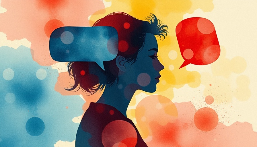 Artistic depiction of communication with speech bubbles in silhouettes symbolizing voice AI that listens to everyone.