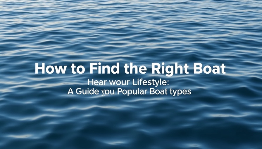 Text on choosing the right boat over calm water surface.