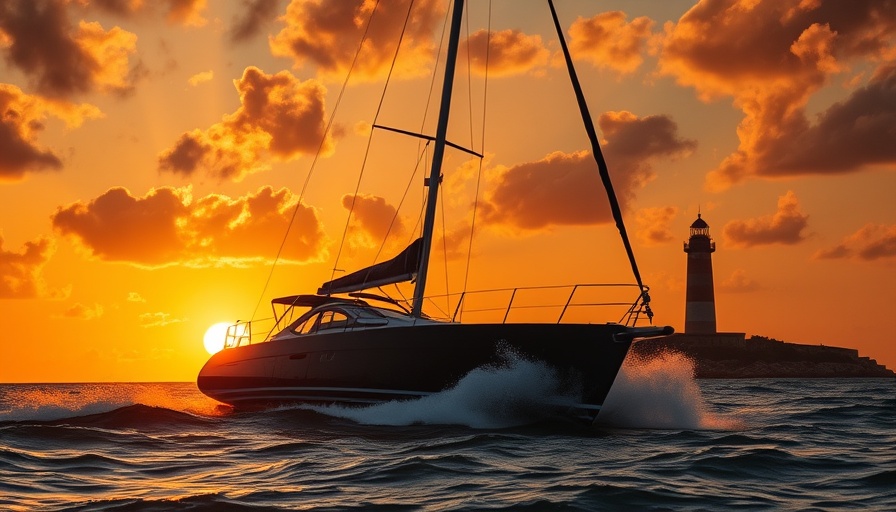 Yacht racing at sunset in 2025 Rolex Fastnet Race forecast.