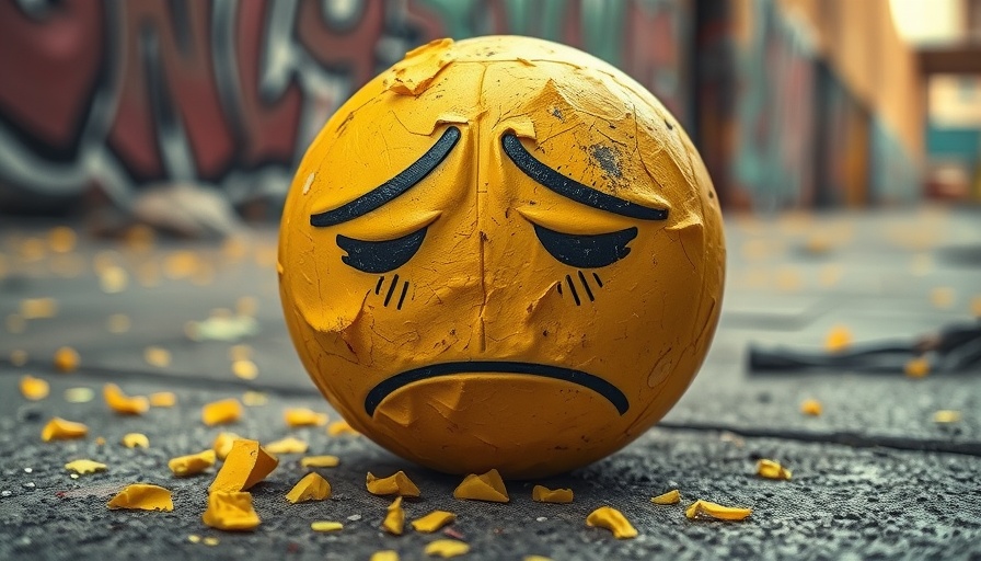 AI outsourcing cognitive decline concept with distressed sad face ball