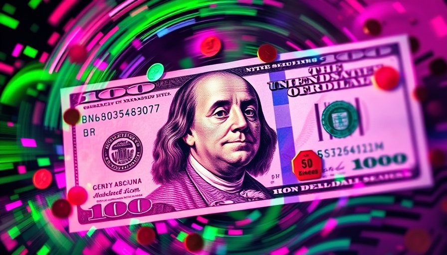 Abstract depiction of U.S. hundred dollar bill in vibrant neon colors.