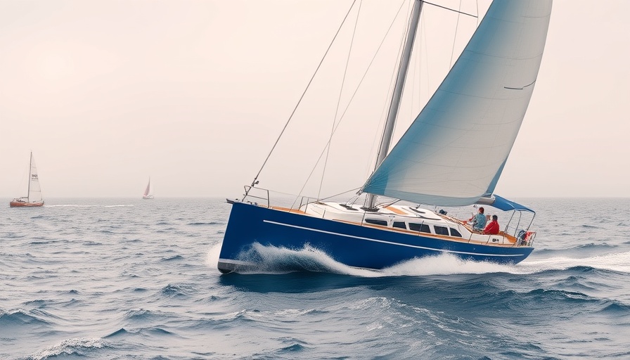 Foiling giant Banque Populaire XI racing on misty ocean