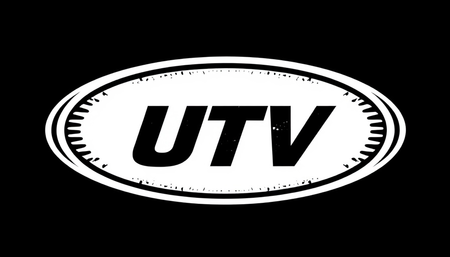Black and white minimalist UTV logo design with bold text.