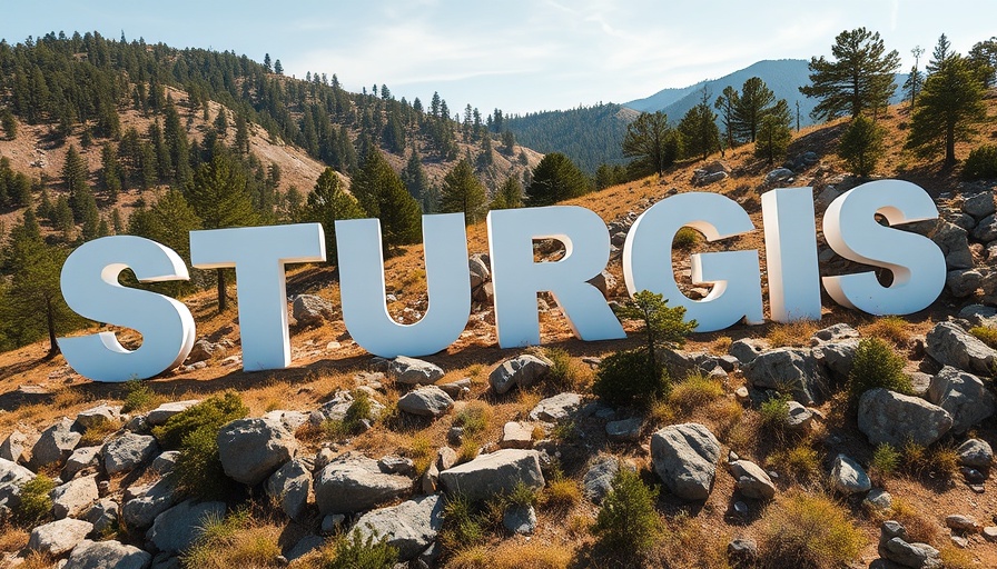 STURGIS sign on hillside during sunny day for Sturgis Motorcycle Rally Safety Update.