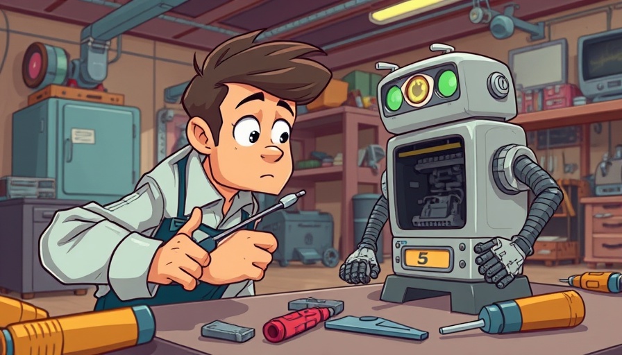 GPT-5 rollout issues illustrated with cartoon mechanic and robot